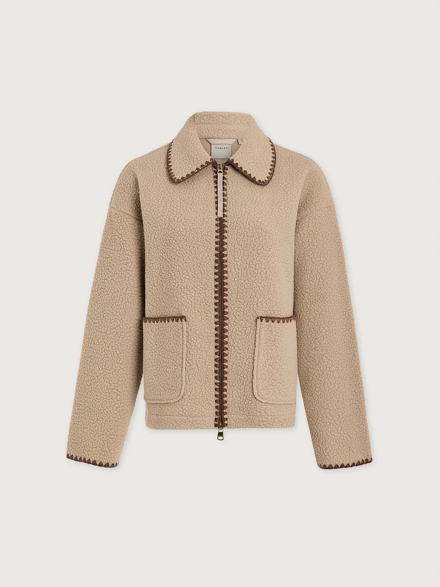 Varley Ruiko Zip-Through Fleece- Light Taupe