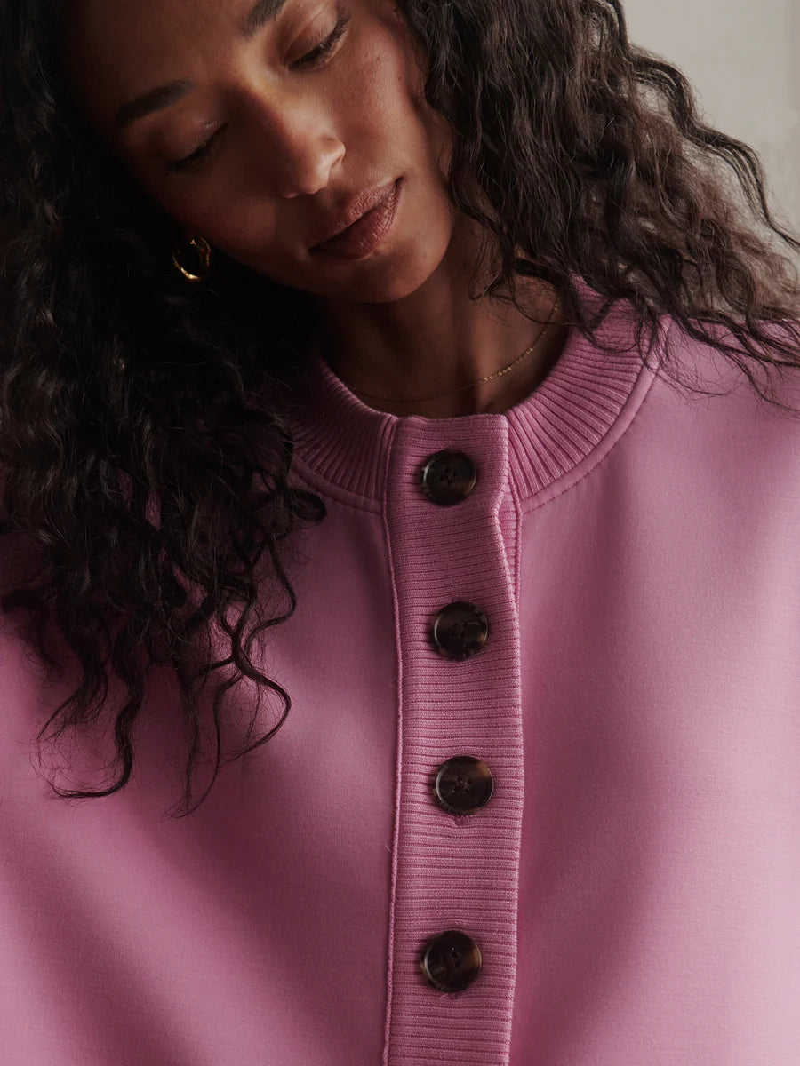 Varley Reena Button Front Sweat- Moonlite Mauve