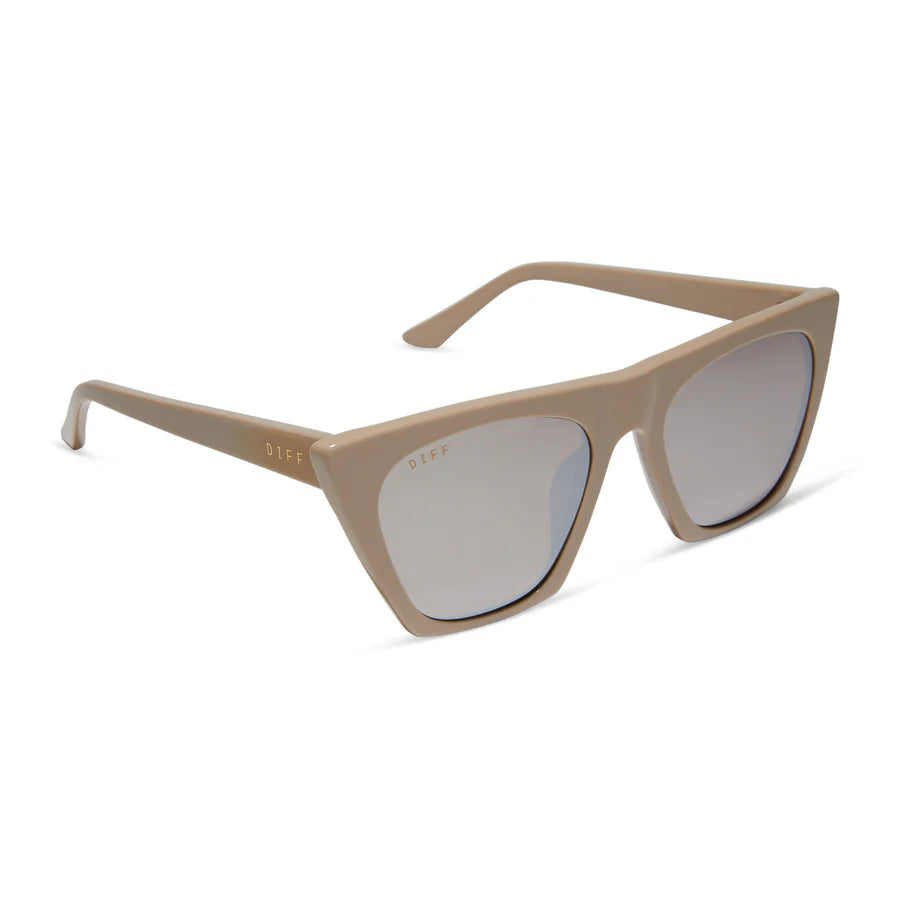 DIFF Eyewear Avril Cat Eye Sunglasses - Almond + Silver Flash