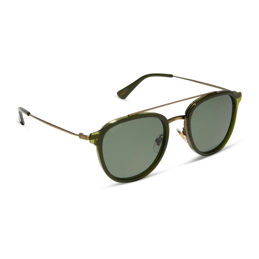 DIFF Eyewear Men’s Polarized Camden Sunglasses - Dark Olive Crystal
