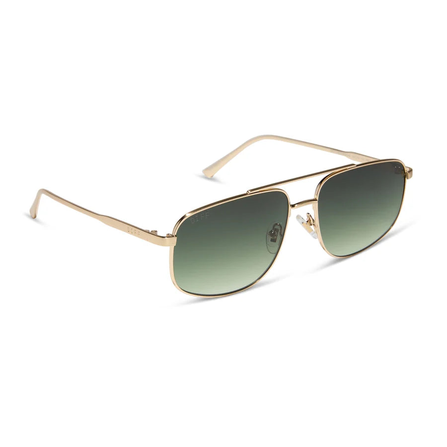 DIFF Eyewear Charley Polarized- Brushed Gold Aloe Green Gradient Sunglasses