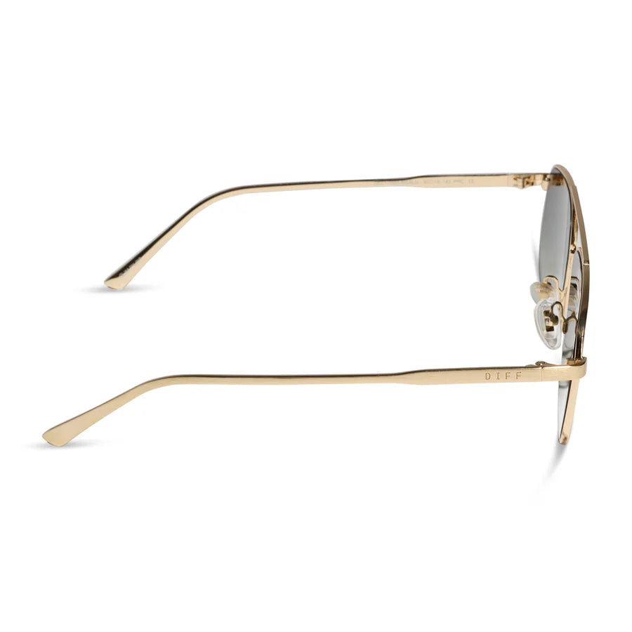DIFF Eyewear Charley Polarized- Brushed Gold Aloe Green Gradient Sunglasses