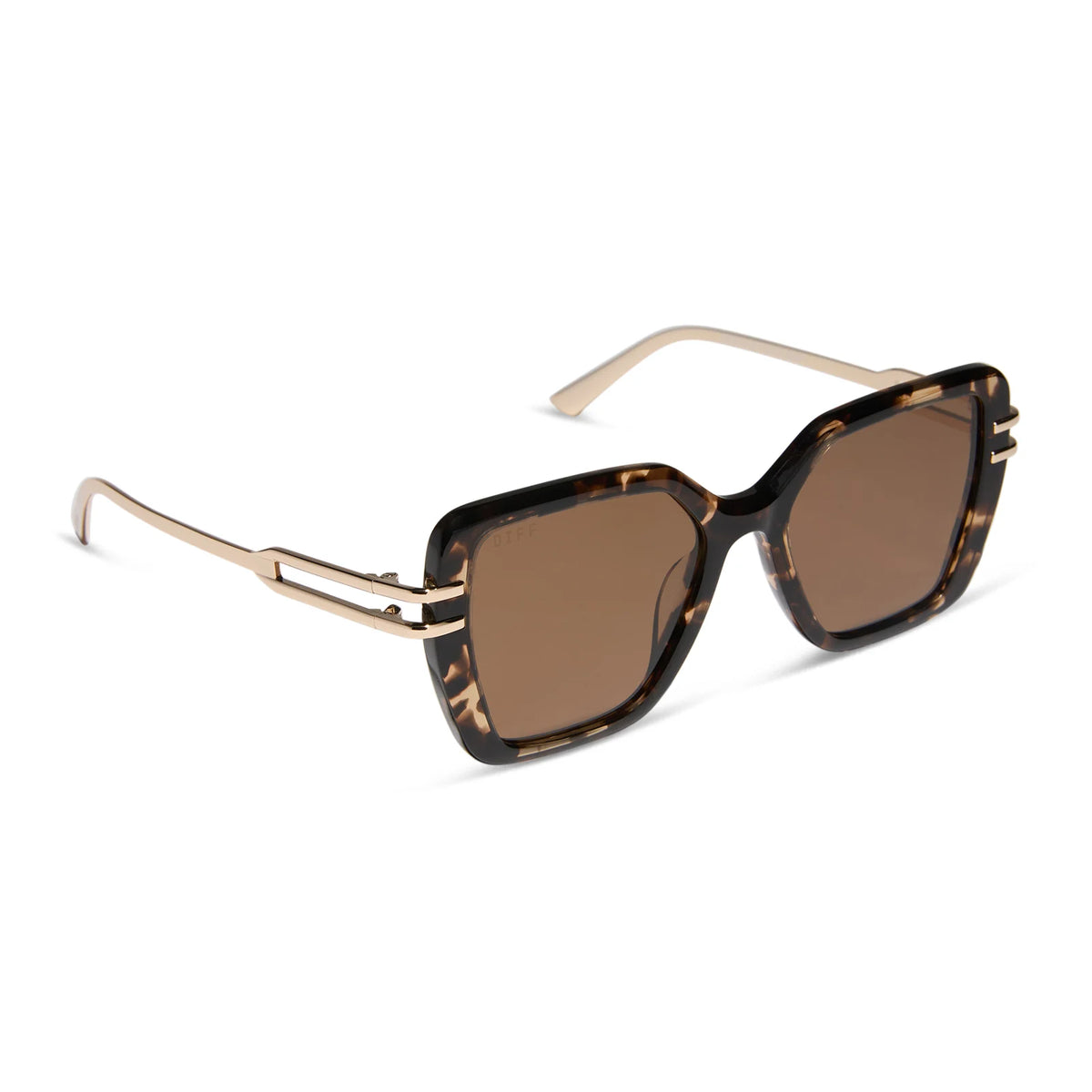 DIFF Eyewear Dasha Polarized Sunglasses - Espresso Tortoise Gold + Brown