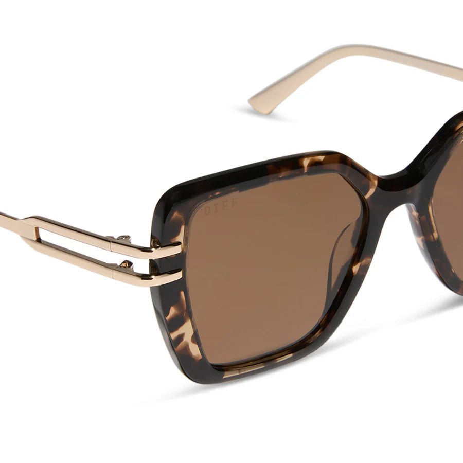 DIFF Eyewear Dasha Polarized Sunglasses - Espresso Tortoise Gold + Brown
