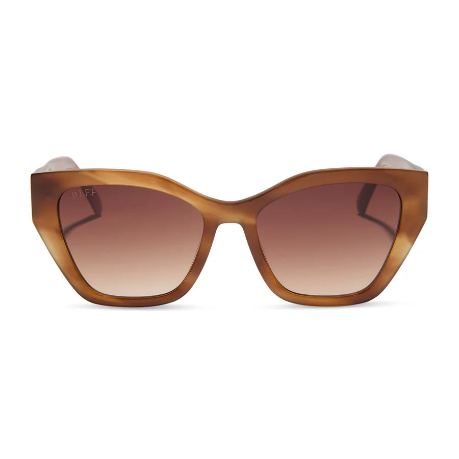 DIFF Eyewear Evie Cat Eye Polarized Sunglasses - Tawny Tortoise Brown Gradient