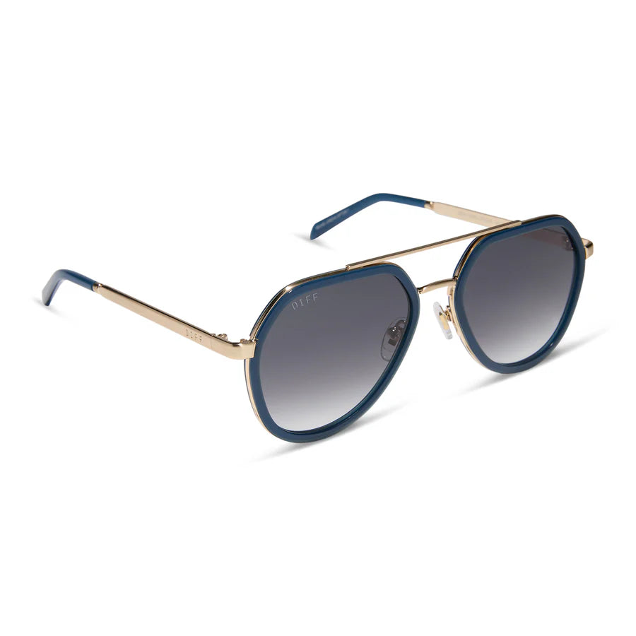 DIFF Eyewear Joey Polarized Sunglasses - Clubhouse blue brushed gold