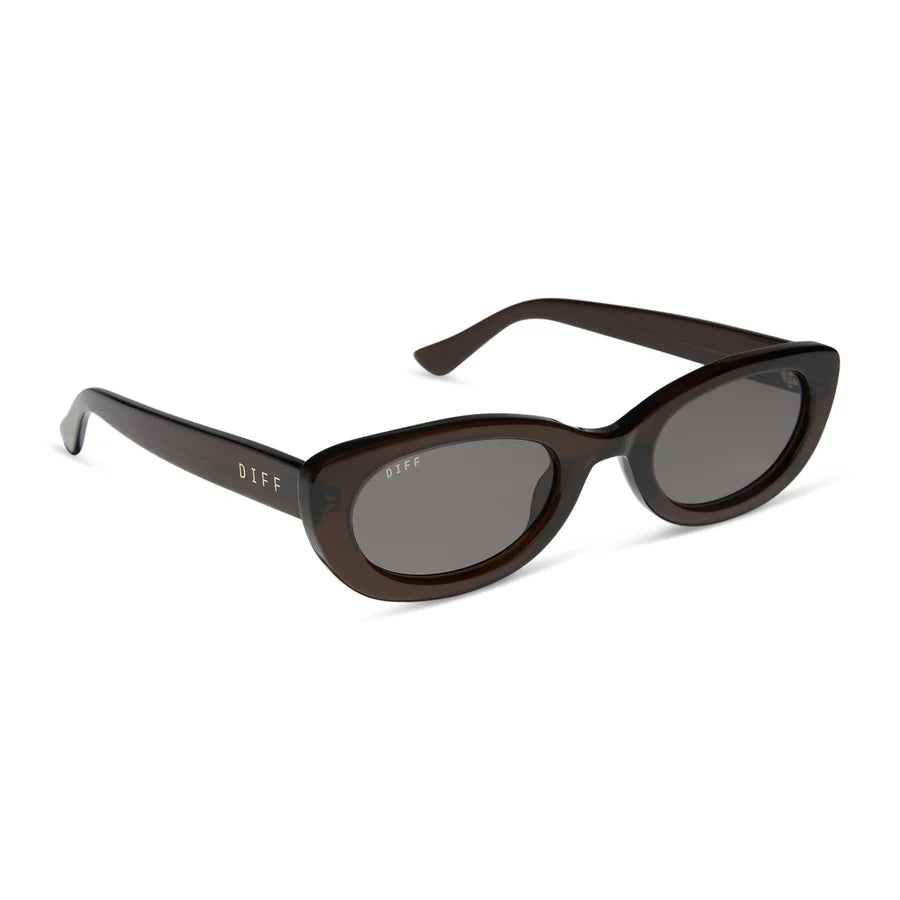 DIFF Eyewear Raya Polarized- Chocolate Crystal Grey Polarized Sunglasses