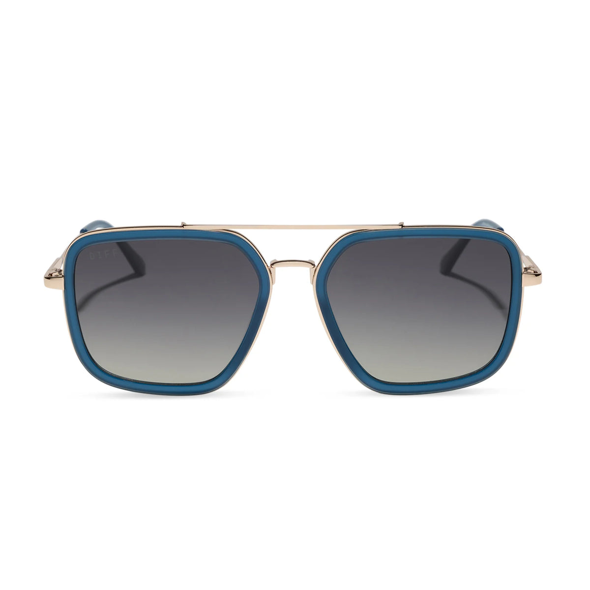 DIFF Eyewear Jordan Polarized- Clubhouse Blue Gold Grey Gradient Sunglasses
