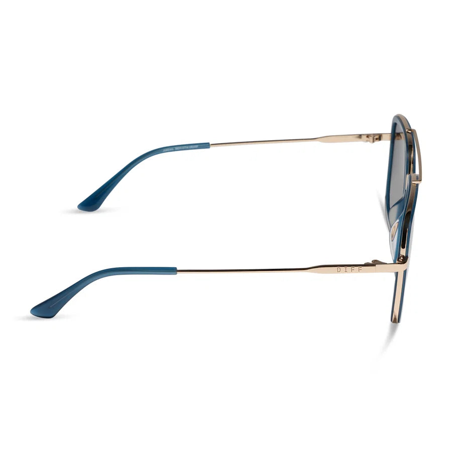 DIFF Eyewear Jordan Polarized- Clubhouse Blue Gold Grey Gradient Sunglasses