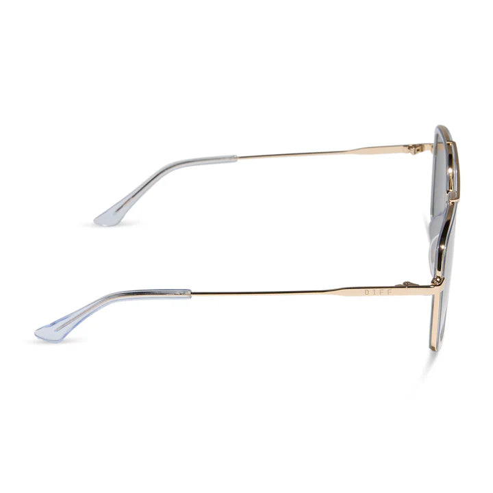 DIFF Eyewear Jordan Polarized - Gold Clear Crystal Temple Tips + Silver Mirror