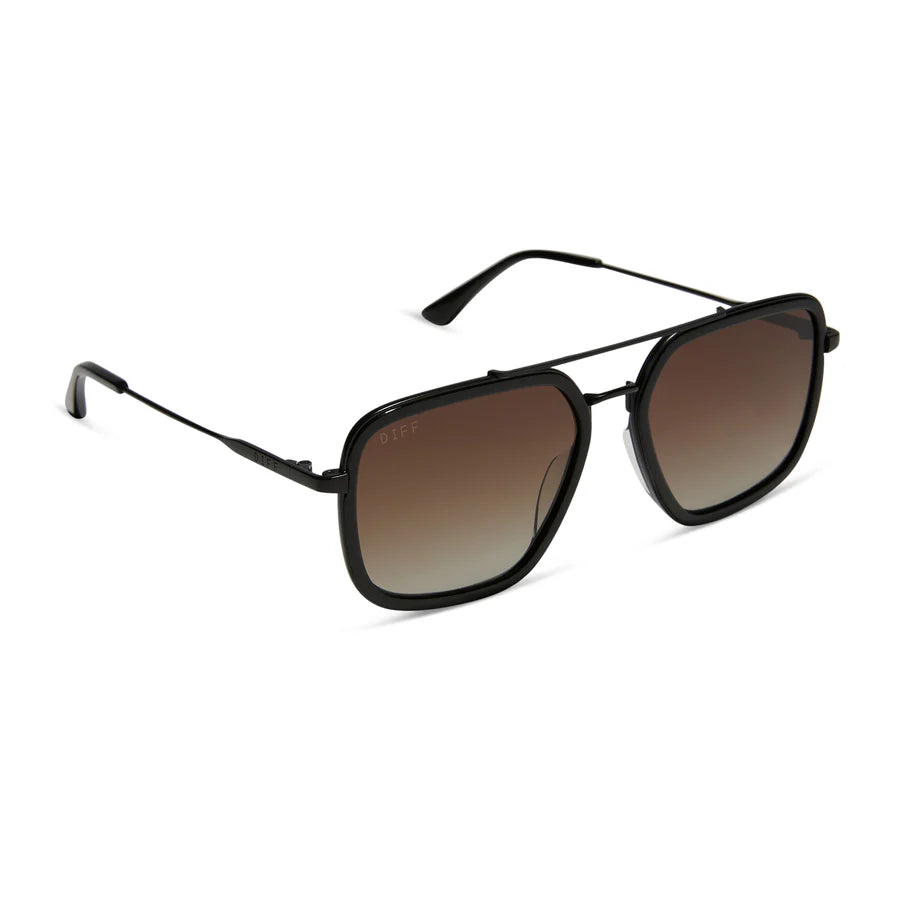 DIFF Eyewear Jordan Polarized -Matte Black/ Black temple tips brown