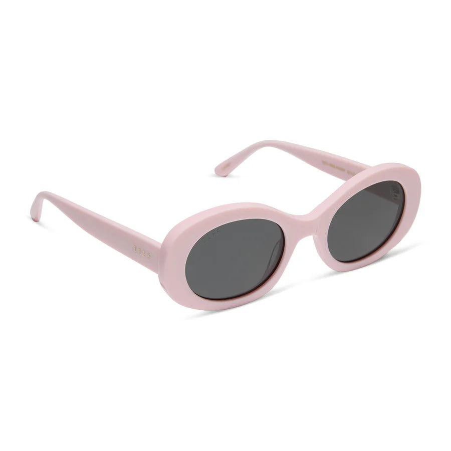 DIFF Eyewear Lainey Oval Polarized Sunglasses - Powder Pink Grey