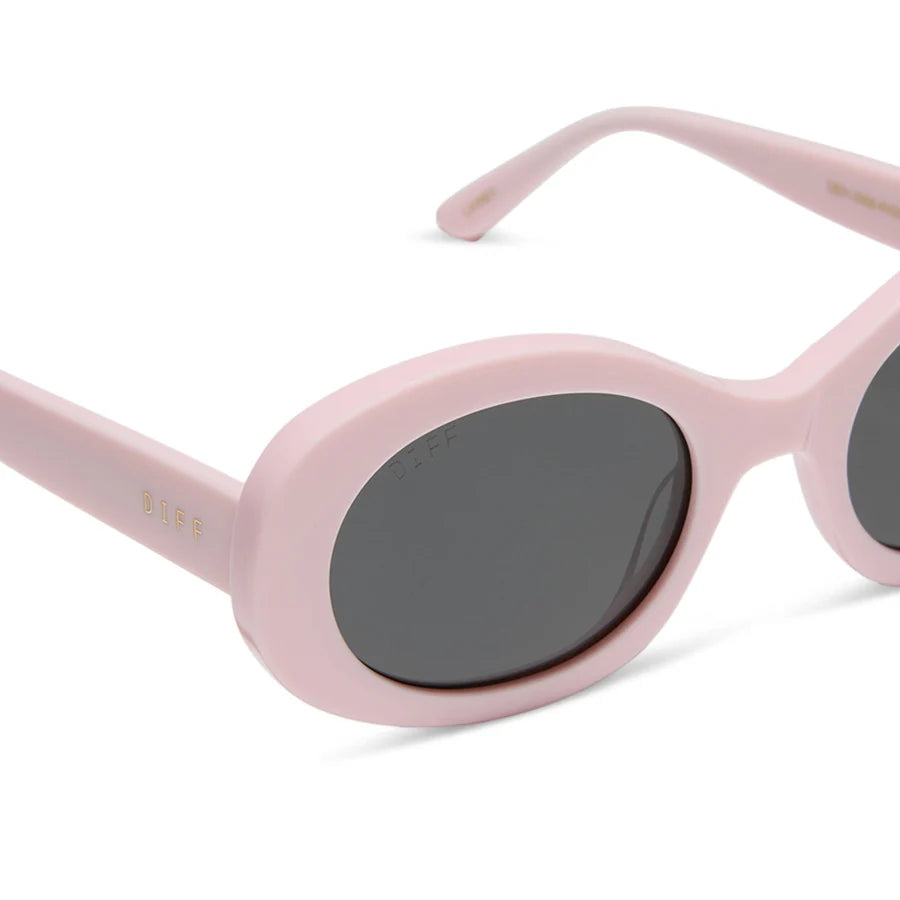 DIFF Eyewear Lainey Oval Polarized Sunglasses - Powder Pink Grey