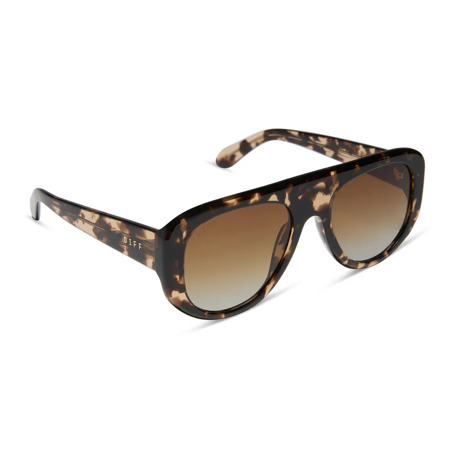 DIFF Eyewear Morgan Polarized Sunglasses - Espresso tortoise brown gradient polarized