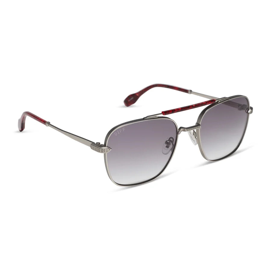 DIFF Eyewear I'm A Song Polarized- Matte Silver Grey Gradient Sunglasses