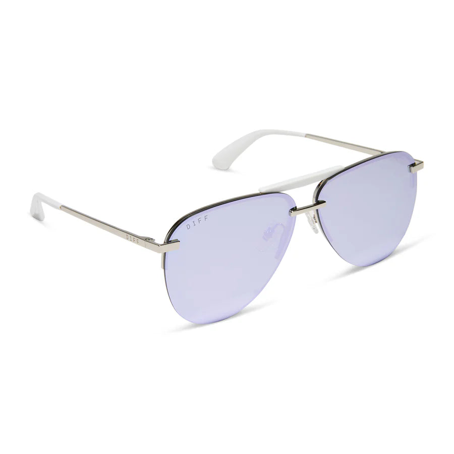 DIFF Eyewear Tahoe Polarized Sunglasses - Silver + Lavender Mirror