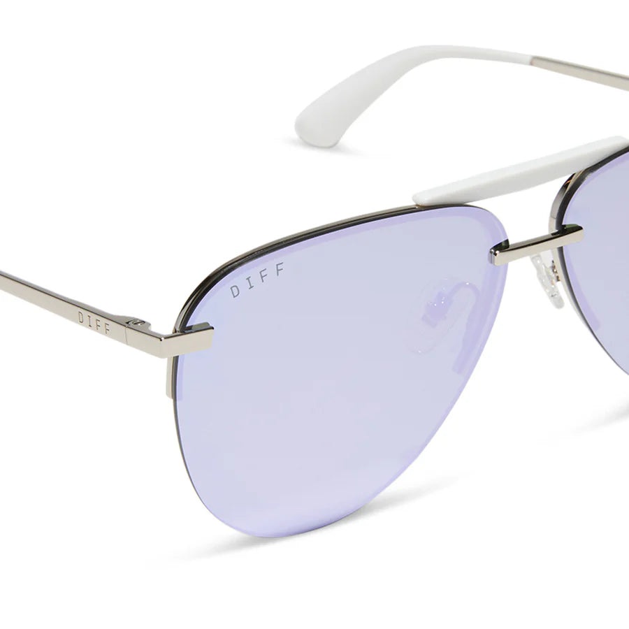 DIFF Eyewear Tahoe Polarized Sunglasses - Silver + Lavender Mirror