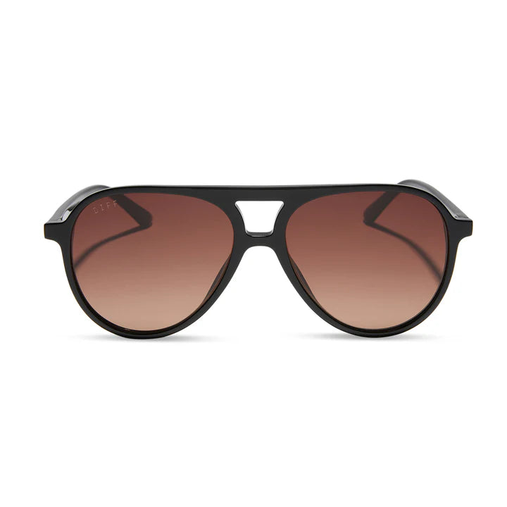 DIFF Eyewear Tosca ii Polarized Sunglasses - Black + Brown Gradient