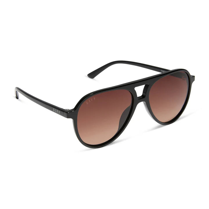 DIFF Eyewear Tosca ii Polarized Sunglasses - Black + Brown Gradient