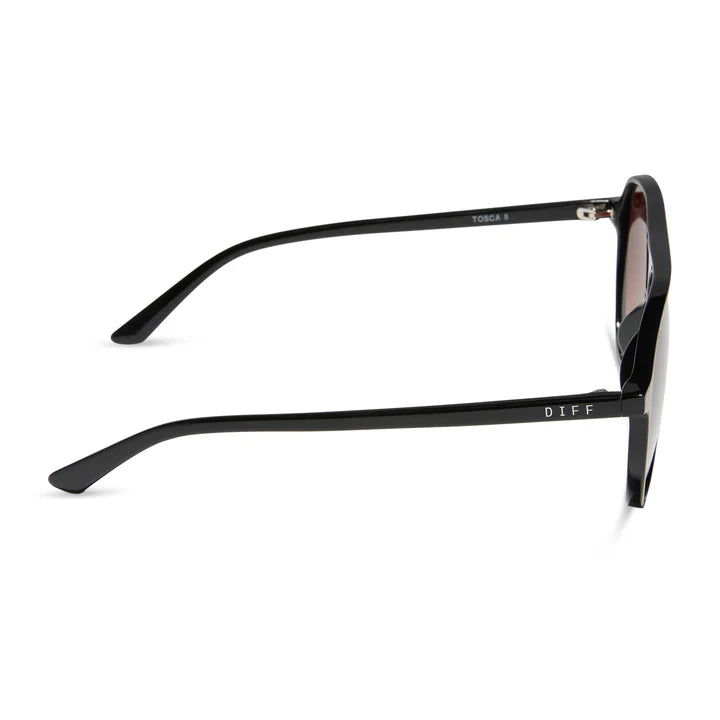 DIFF Eyewear Tosca ii Polarized Sunglasses - Black + Brown Gradient