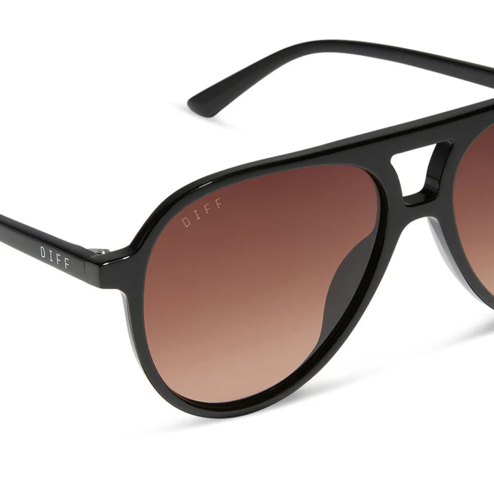 DIFF Eyewear Tosca ii Polarized Sunglasses - Black + Brown Gradient