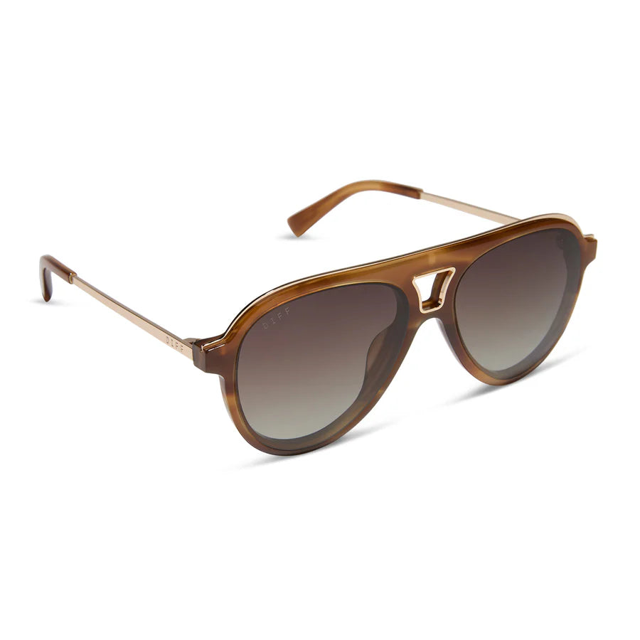 DIFF Eyewear Tosca iii Polarized Sunglasses - Tawny Tortoise + Brown Gradient