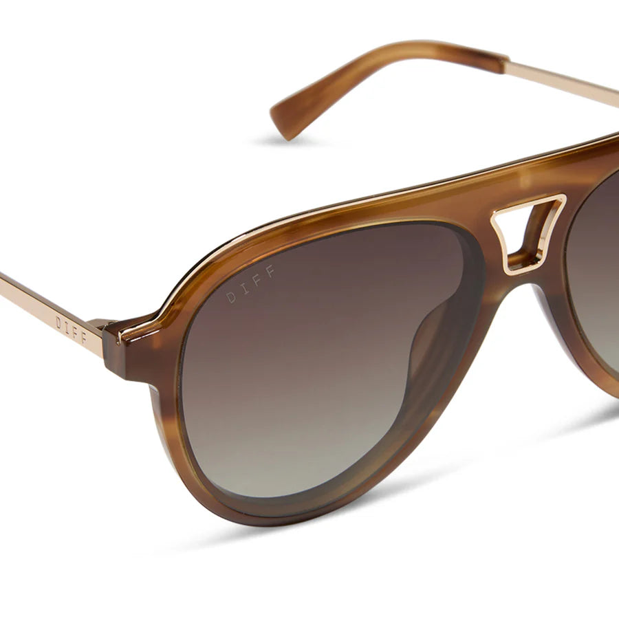 DIFF Eyewear Tosca iii Polarized Sunglasses - Tawny Tortoise + Brown Gradient
