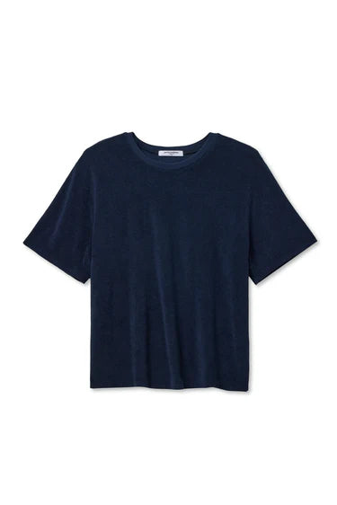Perfect White Tee Donna- loop terry short sleeve tee- Navy