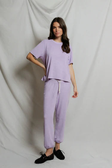 Perfect White Tee Donna - Loop Terry Crew Tee - Ultraviolet