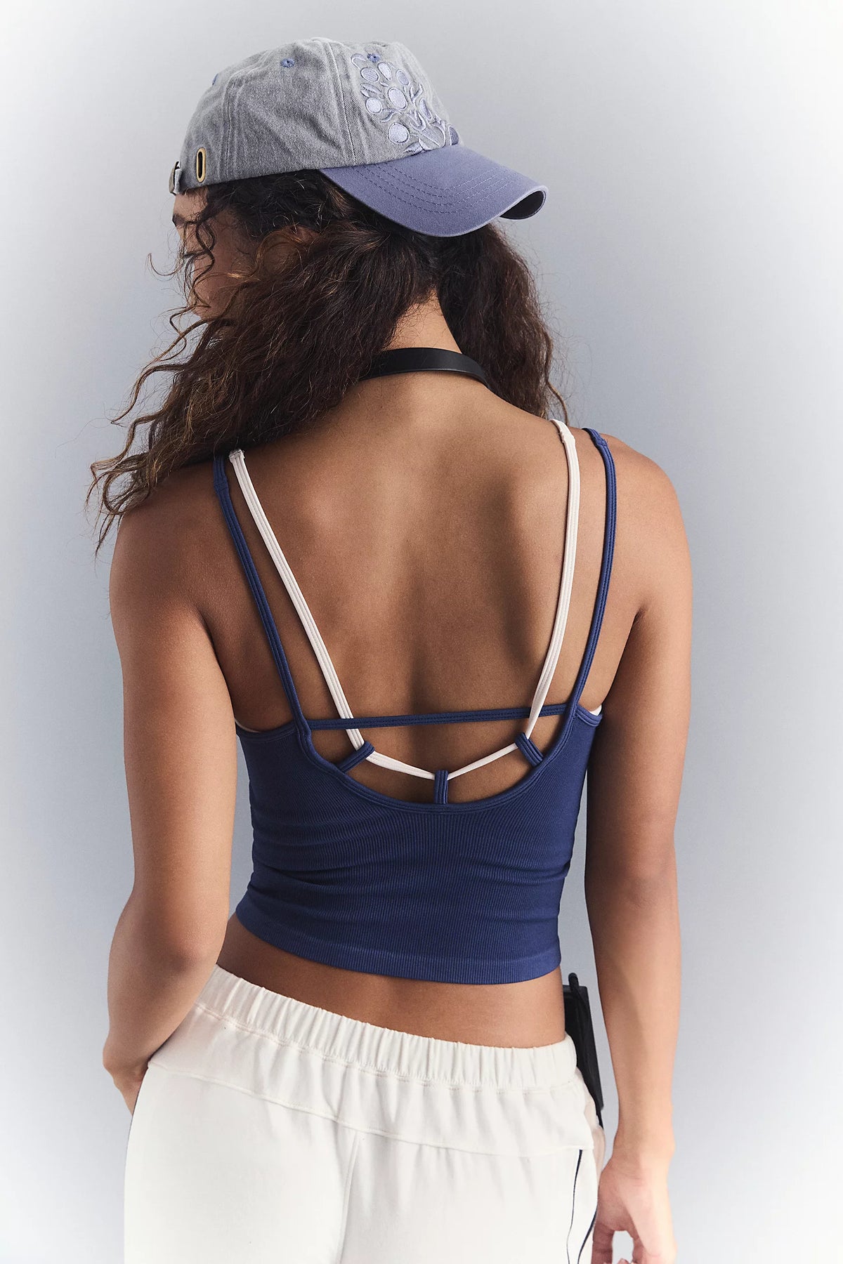 Free People All Clear Coastline Cami- True Navy with Cream