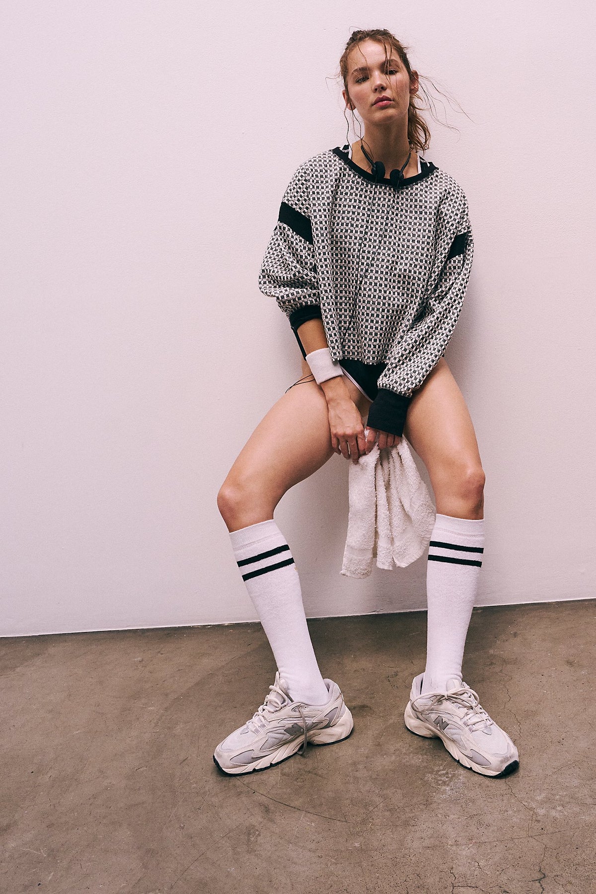 Free People My Time Textured Layer- Black White Combo
