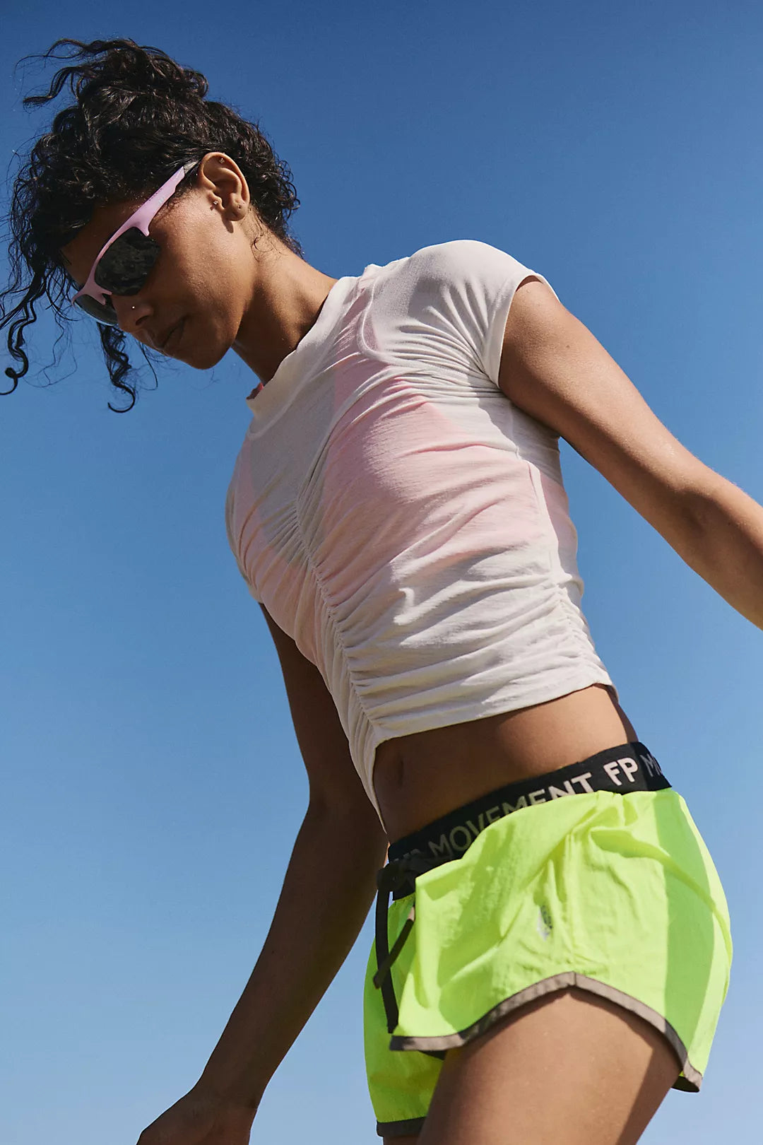 Free People Tempo Ruched UV Protection Tee- White