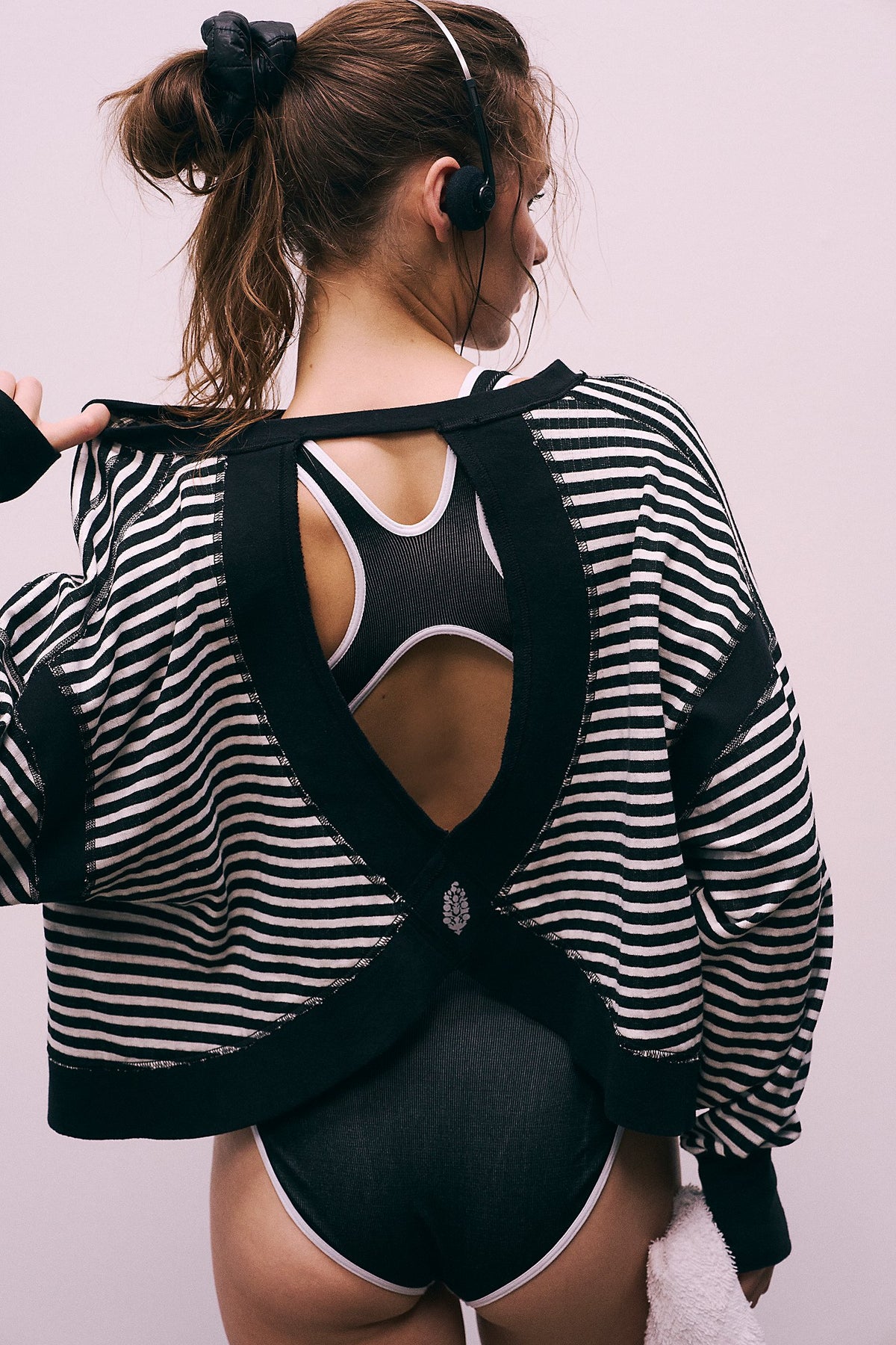 Free People My Time Textured Layer- Black White Combo
