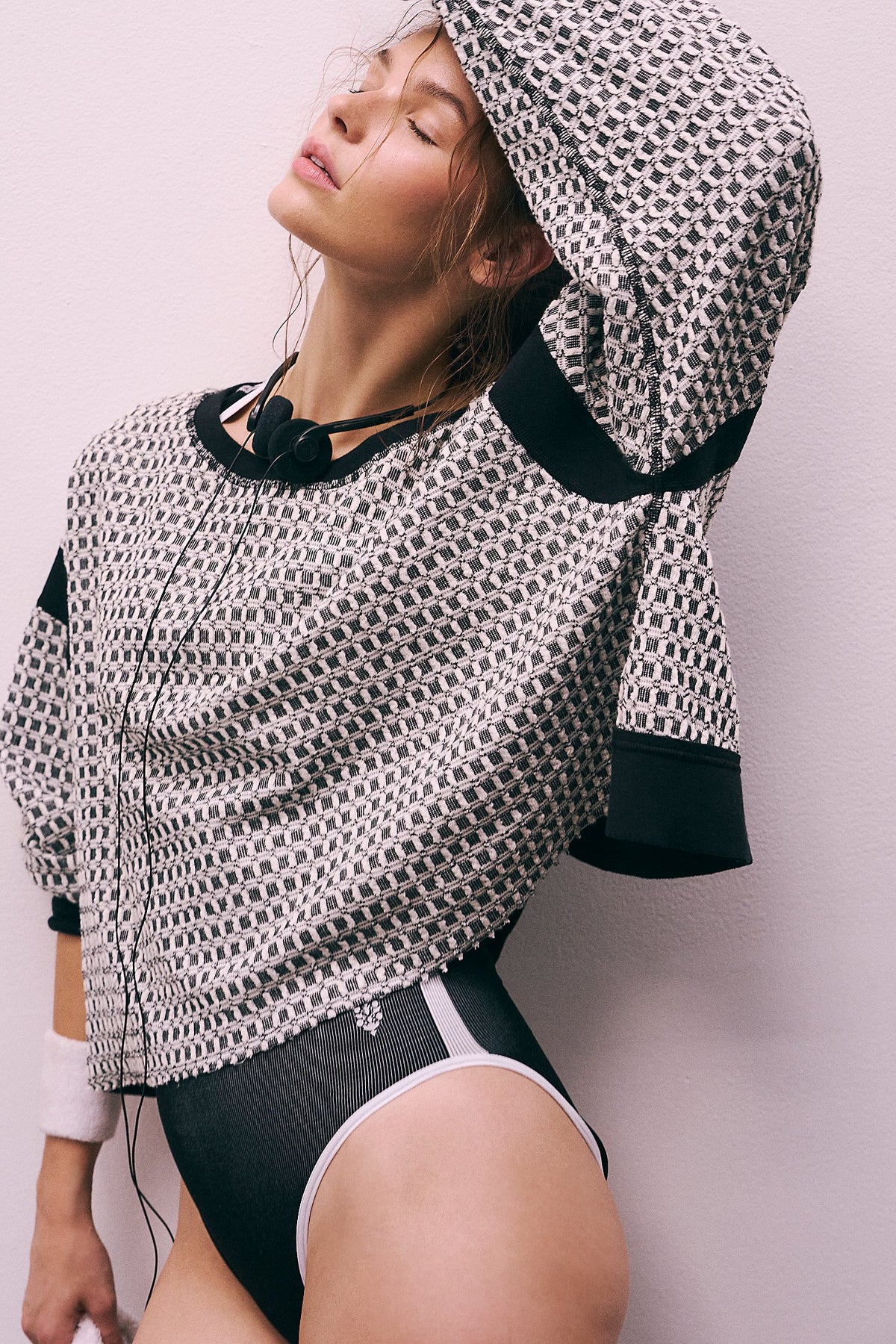 Free People My Time Textured Layer- Black White Combo