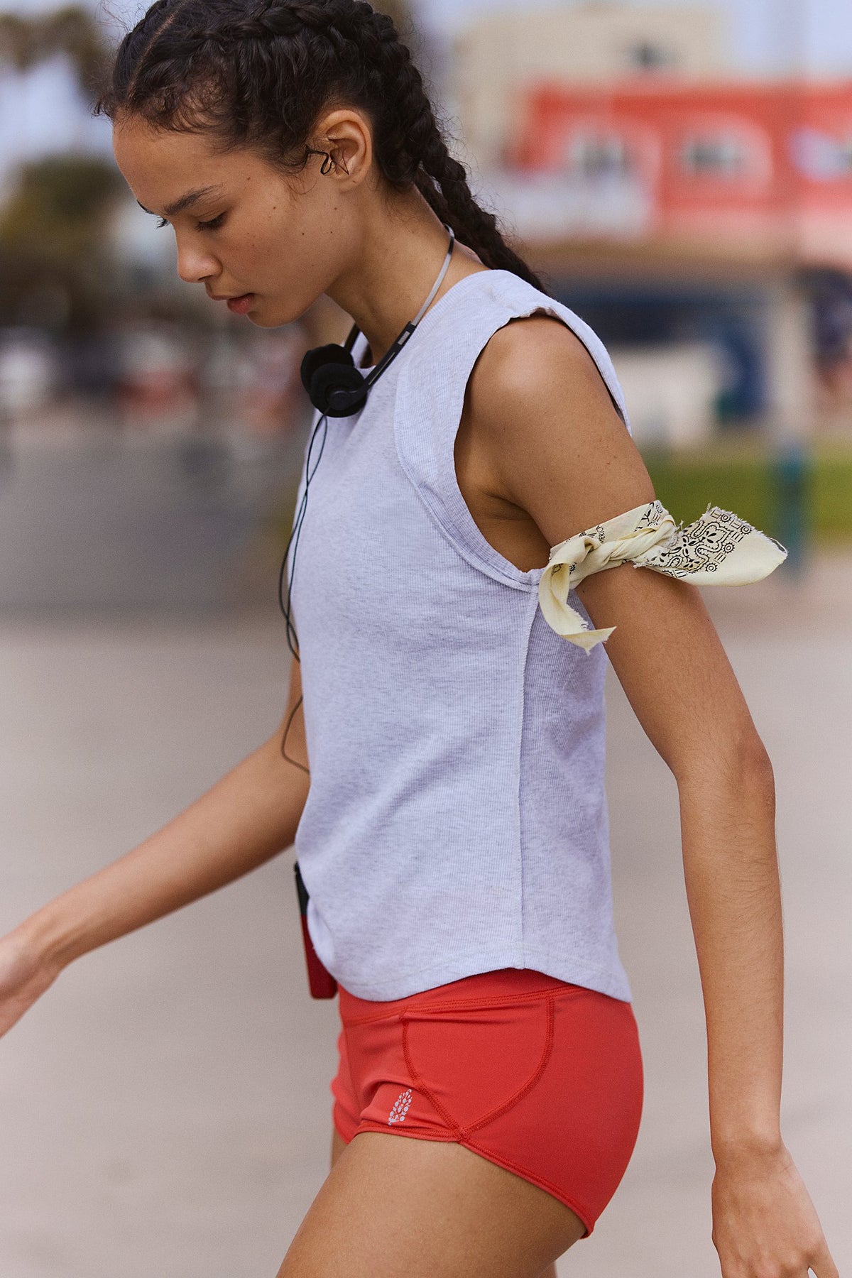 Free People Love My Twist Muscle Tank- White Heather Grey