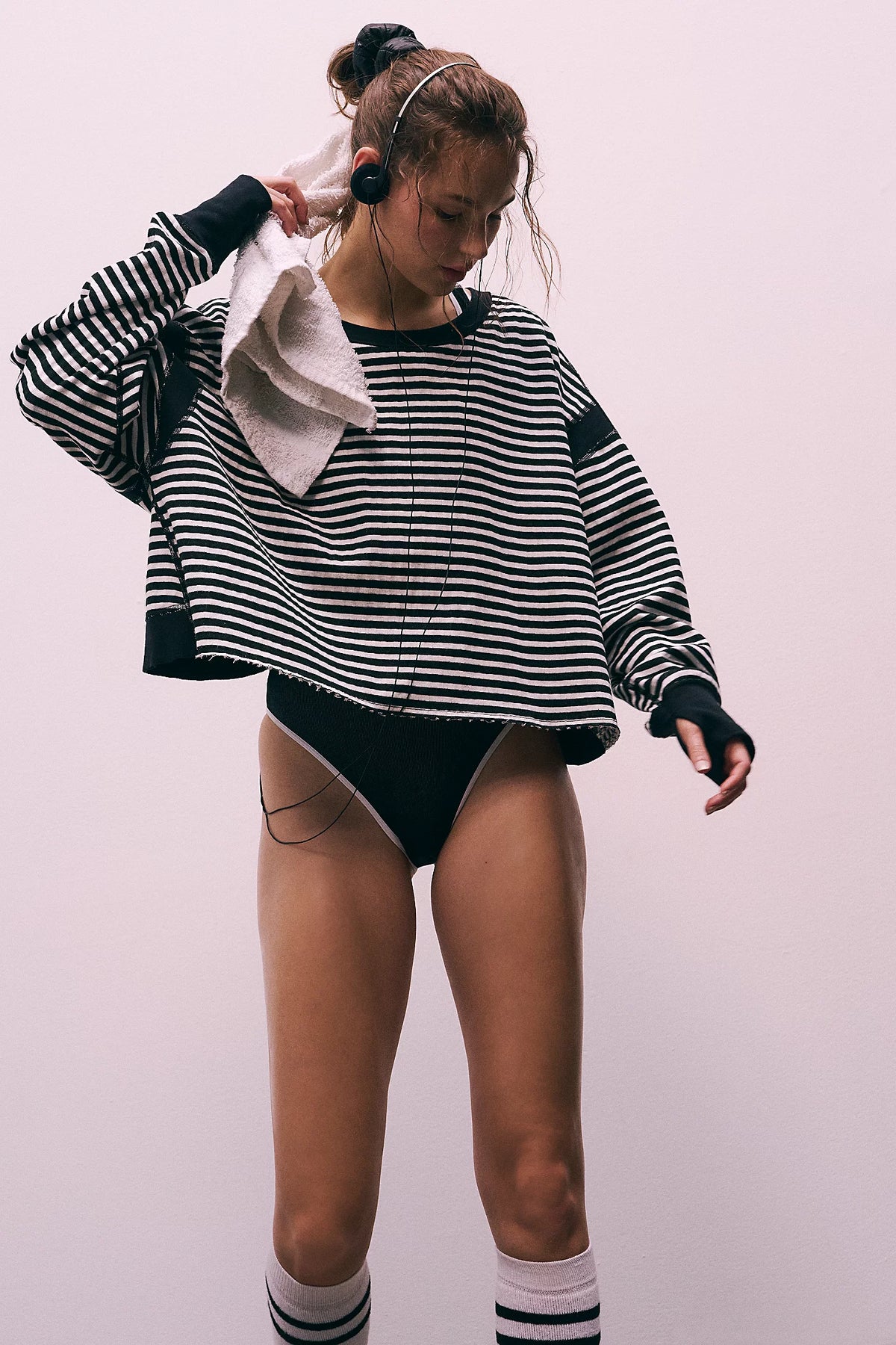 Free People My Time Textured Layer- Black White Combo
