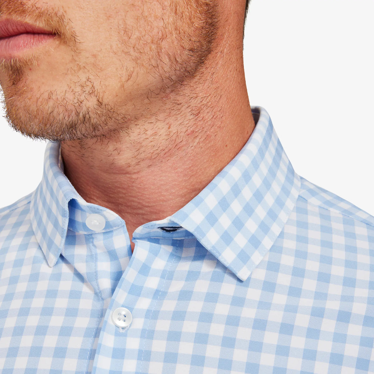 Mizzen Main Leeward Dress Shirt Light Blue Gingham 7 SOUTH