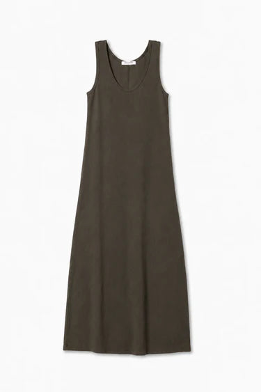 Perfect White Edith Midi Tank Dress - Dark Olive