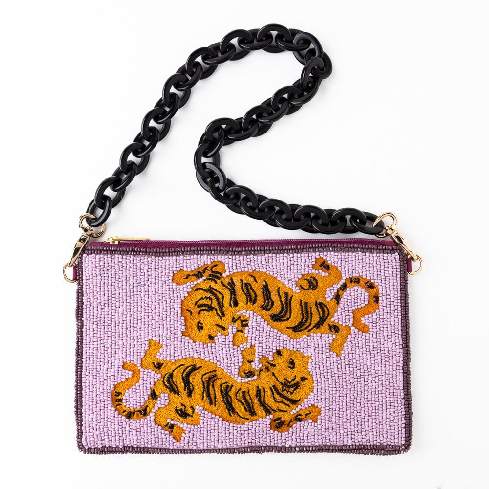 INK+ALLOY Elenor Beaded Bag - Purple Tiger