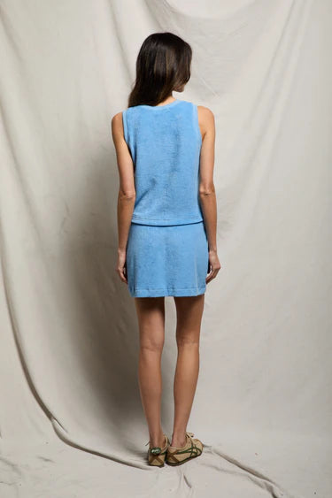 Perfect White Tee Emery- loop terry mini skirt- pacific blue