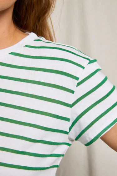 Perfect White Tee Everett Jersey Striped Short Sleeve Tee - Grass Stripe