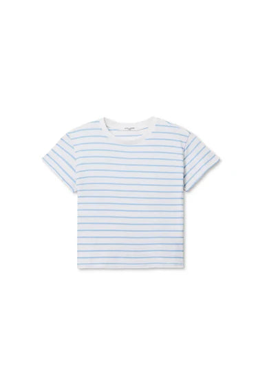 Perfect White Tee Everett Jersey Striped Short Sleeve Tee - Powder Blue Stripe