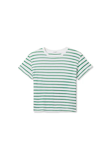 Perfect White Tee Everett Jersey Striped Short Sleeve Tee - Grass Stripe