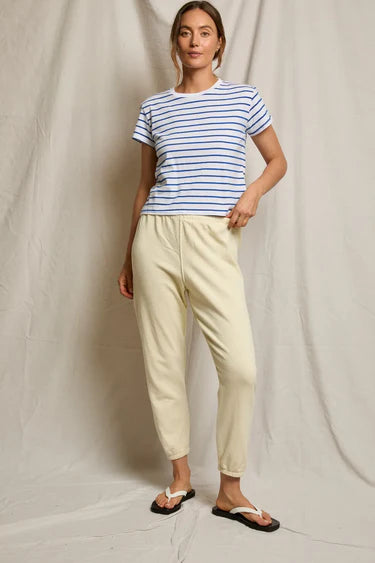 Perfect White Tee Everett Jersey Striped Short Sleeve Tee - Cobalt Stripe