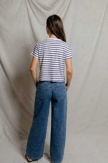 Perfect White Tee Everett Stripe- Ultraviolet/ White Stripe