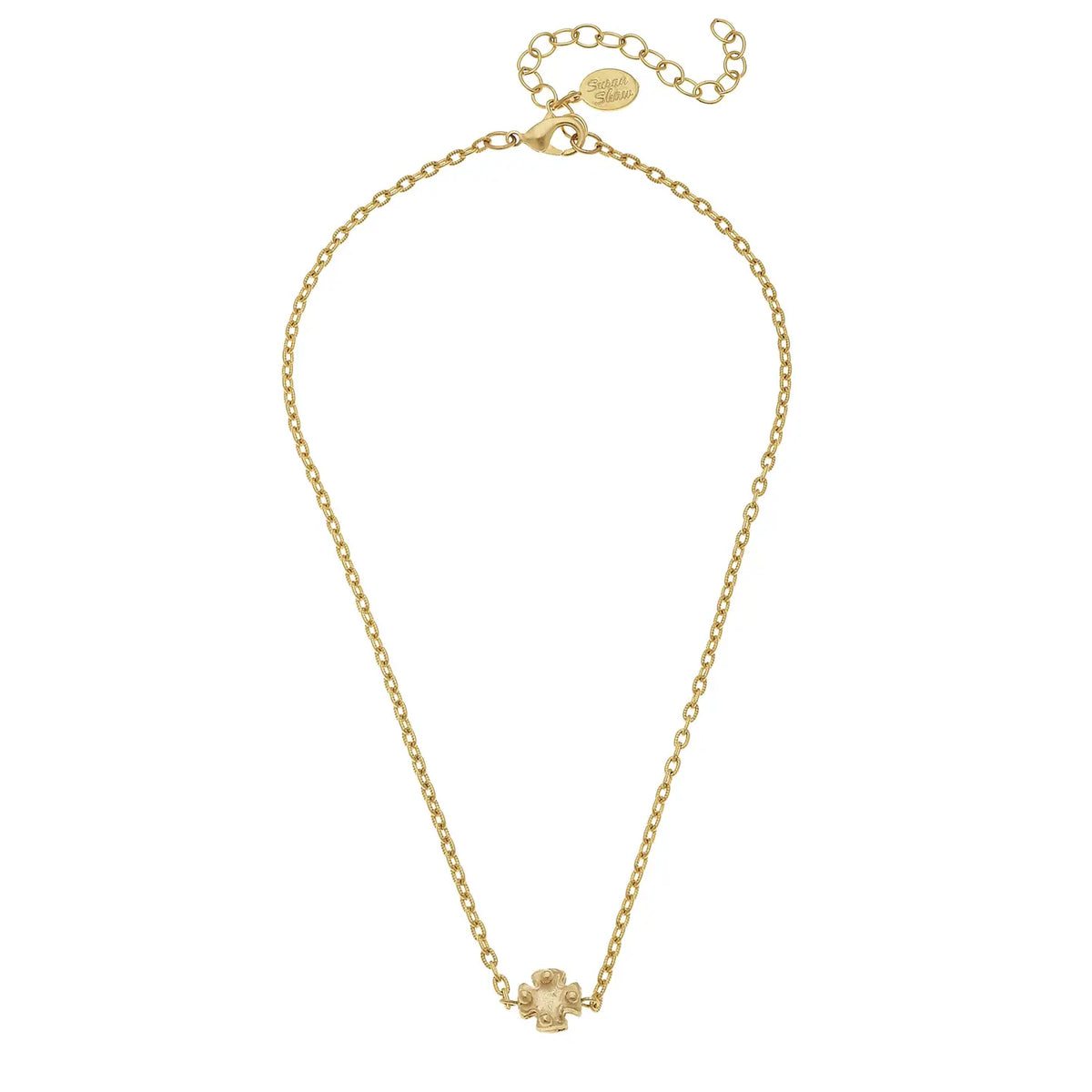 Susan Shaw Mini Gold Cross On Chain Necklace