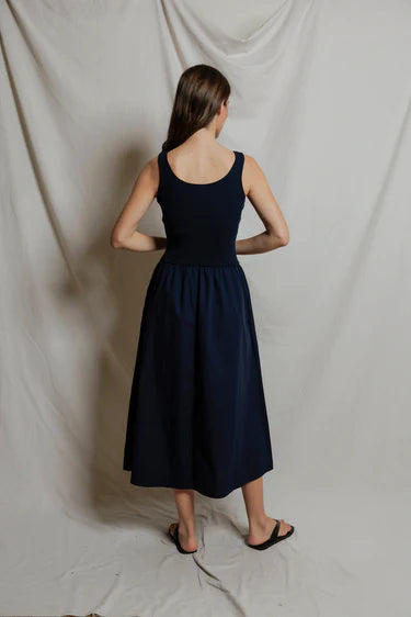 Perfect White Tee Fabiola- Poplin tank dress- Navy