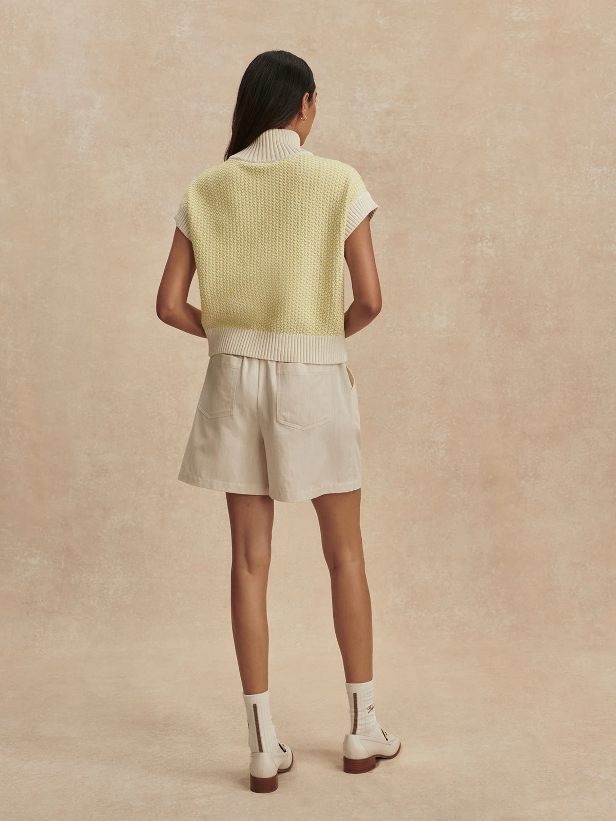 Varley Fowley Knit Top - Snow White / Limeade