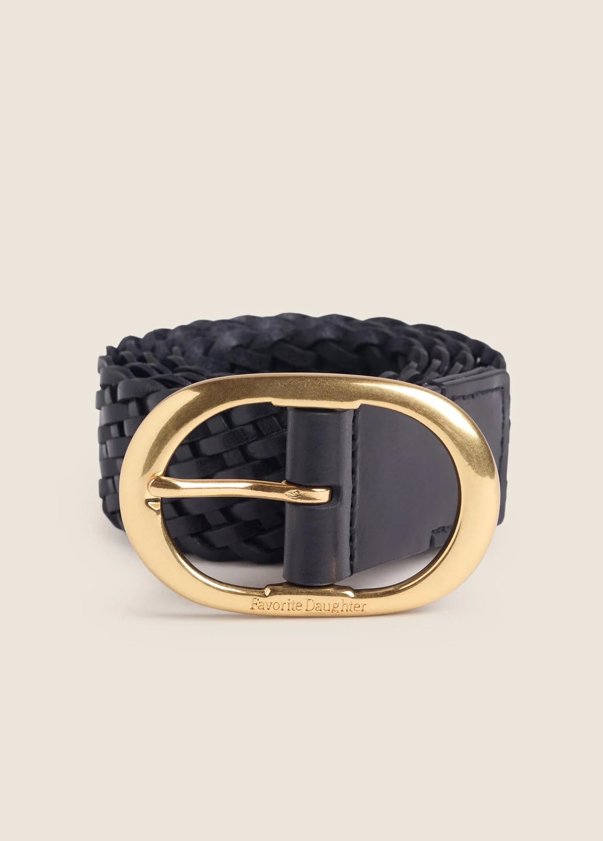 Favorite Daughter The Woven Jean Belt- Black/ Antique Brass