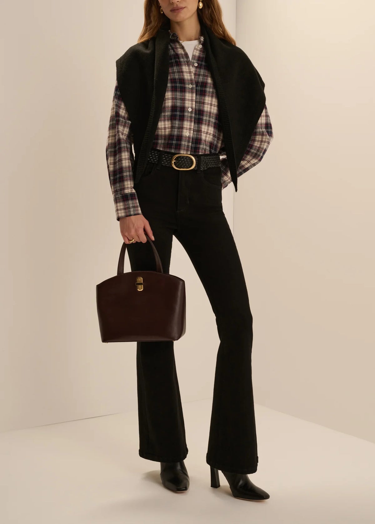 Favorite Daughter The Woven Jean Belt- Black/ Antique Brass